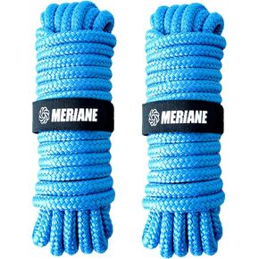 Boat Dock Lines Marine Grade, 5/8" x 35' Double Braided Nylon Boat Rope for Docking with 12" Eyelet, 2 Pack Premium Mooring Lines, Weather & Damage Resistant, Blue