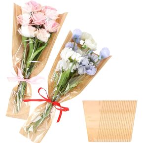 Jansun 40Pcs Flower Wrapping Bags Kraft Paper Flower Sleeves for Bouquets Flower Bags for Birthday Wedding Graduation Gift, Florist Wrap Supplies 9.8x17.9 Inch
