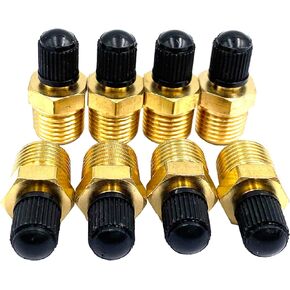 8Pcs 1/4" NPT Schrader Valve,Brass 1/4"NPT Male Thread Tank Valve with Standard Valve Core and Sealing Caps