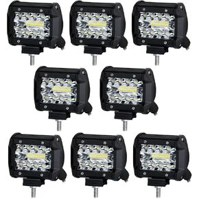 LED Pods, 4 Inch 60W LED Light Bar, 12000LM Spot Flood Combo Off Road Light Triple Row LED Work Light Driving Fog Lamps for Pickup Truck Jeep ATV UTV SUV Boat Light