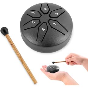 EASTROCK Mini Steel Tongue Drum for Kids 3 Inch 6 Notes Percussion Instrument Handpan Drum C Key Panda Drum with Mallets,Music Book (Violet)
