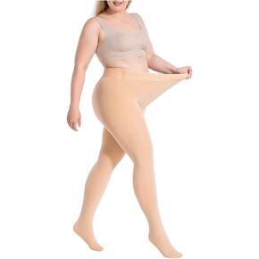 CONRUSER Women's Plus-Size Warm Fleece Lined Tights, Comfy Stretch Thermal Pantyhose