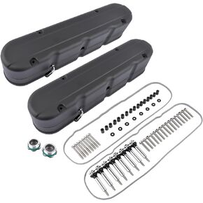 LS Cast Black Aluminum Valve Covers Coil Mount Kit Replacement for Chevy Small Block SB V8 Gen III IV 4.8 5.3 5.7 6.0 6.2 6.7L # 8082-3BK, 8082-3, JM8082-3, JM8082-3BK