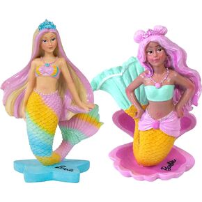 Bundle of Penn-Plax Officially Licensed Mermaid Barbie™ Aquarium Ornament on a Star Base and her Mermaid Friend on a Shell Base– Perfect Decoration for Fish Bowls, Aquariums, and Terrariums