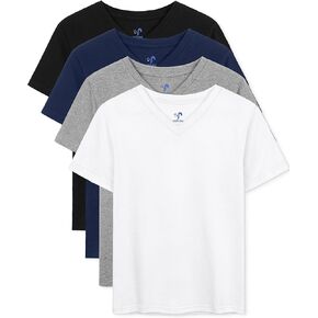 4 Pack Boys Shirts V-Neck Short Sleeve Tees Boys T Shirts Cotton Boys Tops Tshirts Summer Toddler T-Shirts 2-18 Years
