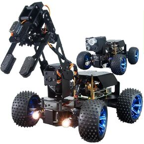 Adeept PiCar-Pro متوافق مع مجموعة Raspberry Pi Robot Kit برمجة 2 في 1 روبوتية مع ذراع الروبوتات 4-DOF، مجموعة السيارة الذكية الإلكترونية ذاتية الصنع للمراهقين والبالغين من أجل RPi 4B Model 3B 3B+