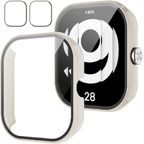 Screen Protector Case for Xiaomi Redmi Watch 4 Smartwatch, Hard PC Bumper & Tempered Glass Film Replacement Accessories for Redmi Watch 4, Clear