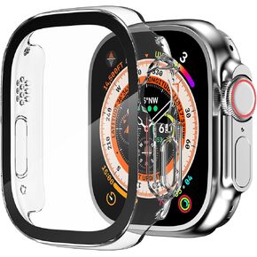 baozai 2 Pack Tempered Glass Screen Protector Compatible with Apple Watch 44mm Case, Full Coverage Hard iWatch Case for Series 6/5/4/SE, Black