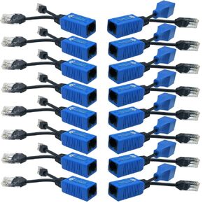 8 Pair PoE Ethernet Splitter, 2-in-1 Cat5 Combiner, RJ45 Cable Sharing Kits for 16 Security IP Cameras NVR Surveillance System