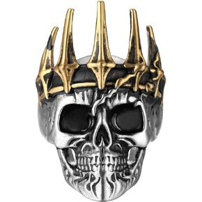 HZMAN Men'S Stainless Steel Gothic Vintage Red Eyes Skull Ring Knights Templar Helmet Warrior Ring