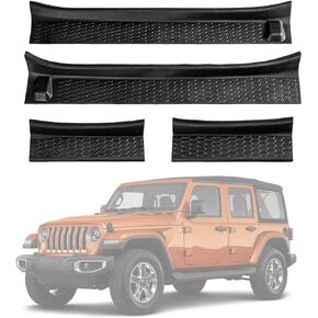 PSLER Door Sill Guards Kit for 2018-2024 Wrangler JL JLU Gladiator JT 4-Door All Terrain Entry Guard Kit Black Rubber Door Sill Protector Replacement (4pcs)