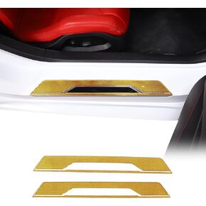 Daeiclru Car Door Sill Protector, Real Carbon Fiber Inner Door Sill Cover Scuff Plate Trim Sticker Compatible with Corvette C8 Stingray Z06 Z51 2020-2024, Door Sill Guard Trim Accessories (Black)