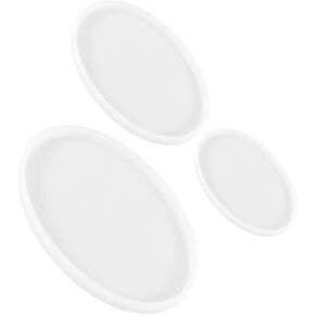 ARTIBETTER Pack of 3 Silicone Resin Tray Molds Oval Shaped Crystal Epoxy Platter Molds Coaster Resin Casting Molds for DIY Desktop Decoration