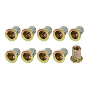 Rivet Nuts (M8) 20Pcs, Carbon Steel Half Hex Threaded Insert Nuts - for Furniture Mechanical Fastener, Gold Tone