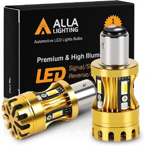 Alla Lighting BAY15D 2357 1157 CANBUS Switchback LED Bulbs, Built-in Resistors, Dual-Color Amber Yellow Turn Signal Lights/6000K White Parking Light/DRL 2057 198 1034 1157NA 1157A 3496 2357NA
