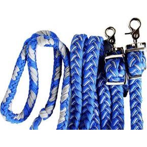 CHALLENGER Horse Roping Knotted Tack Western Barrel Reins Nylon Braided 607186