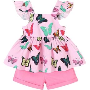 YOUNGER TREE Toddler Baby Girl Clothes Sleeveless Ruffle Bowknot Dress Top Shorts Set Summer Outfits for Little Kids Girls