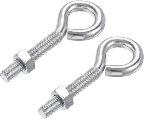مجموعة مسامير براغي خطافات العين M10x50mm من uxcell، قطعتان من خطافات شماعات من الفولاذ الكربوني مع صواميل سداسية لخطاف معدني، وخطاطيف حلقية طرفية خشبية in Saudi Arabia