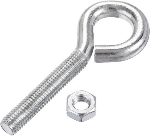 مجموعة مسامير براغي خطافات العين M10x50mm من uxcell، قطعتان من خطافات شماعات من الفولاذ الكربوني مع صواميل سداسية لخطاف معدني، وخطاطيف حلقية طرفية خشبية in Saudi Arabia