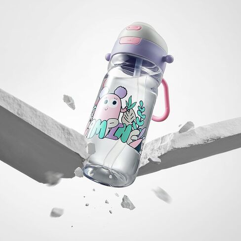 bc babycare Outdoor Water Bottle for Kids, Dual-way Kids Water Bottle with Straw, Portable Leak Proof Drinking Bottle with Adjustable Straps, BPA-Free Water Cups with Silicone Soft Tip, Purple,20oz in Saudi Arabia
