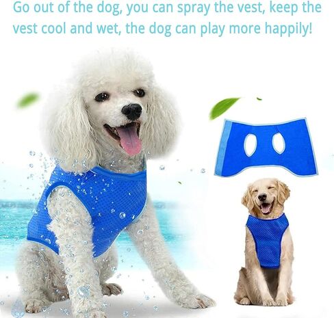 Pet Cooling Vest, Dog Cooling Jacket Dog Ice-Cooling Harness Coats, Cool Jackets for Dogs Pet Cooler Vest with Magic Tape, Breathable Mesh Ice Vest for Dog Outdoor Hiking Training (M) in Saudi Arabia
