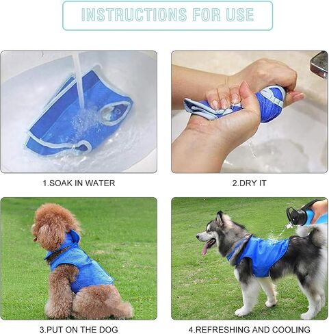 Pet Cooling Vest, Dog Cooling Jacket Dog Ice-Cooling Harness Coats, Cool Jackets for Dogs Pet Cooler Vest with Magic Tape, Breathable Mesh Ice Vest for Dog Outdoor Hiking Training (M) in Saudi Arabia