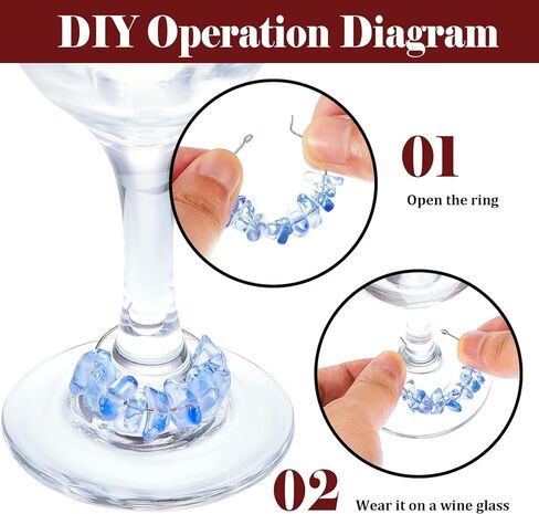 Leinuosen 24 Pcs Wine Glass Charms for Valentines Gift Gemstone Beads Wine Charm Wine Glass Markers Drink Markers Tags Wine Tasting Party Favors Decorations for Stem Glasses Wedding Holiday Birthday in Saudi Arabia
