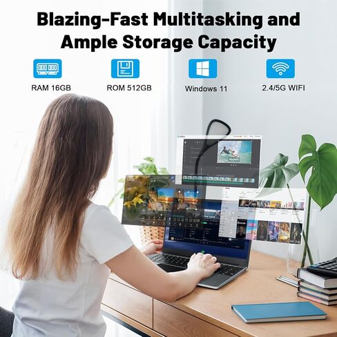 15.6" Laptop Computer, 16GB RAM Laptop Computer, Intel Celeron N5095 Processors,1080P Display, USB 3.0, Bluetooth 4.2, Type-C, Mini-HDMI, 38000mWh Battery. in Saudi Arabia
