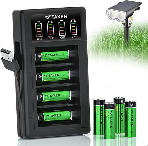 Taken 14430 3.2 Volt Rechargeable Solar Battery, 3.2V 450mAh 14430 LiFePO4 Rechargeable Battery for Solar Panel Outdoor Garden Lights (NOT AA Battery) - 8 Pack in Saudi Arabia
