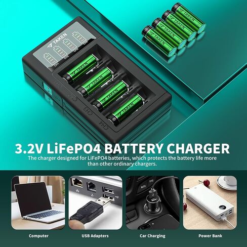Taken 14430 3.2 Volt Rechargeable Solar Battery, 3.2V 450mAh 14430 LiFePO4 Rechargeable Battery for Solar Panel Outdoor Garden Lights (NOT AA Battery) - 8 Pack in Saudi Arabia