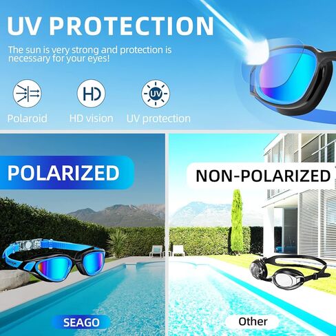 Seago Polarized Swim Goggles No Leaking Anti Fog UV Protection, Swimming Goggles for Adult Men Women Youth in Kuwait