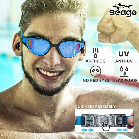Seago Polarized Swim Goggles No Leaking Anti Fog UV Protection, Swimming Goggles for Adult Men Women Youth in Kuwait