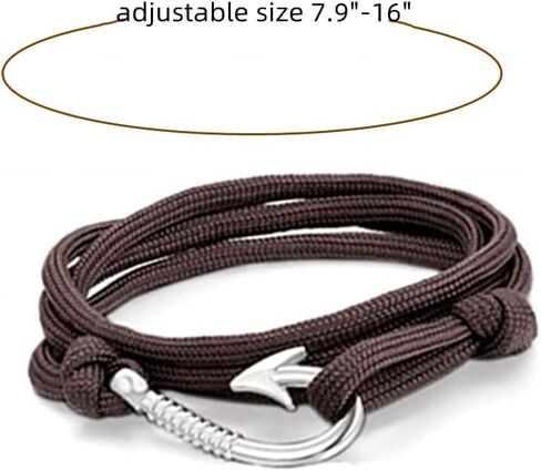 Aroncent Fish Hook Bracelet Leather Braided Wrap Rope Bracelet for Men Wristband Anchor Bracelet Nautical Bracelet for Men Women Valentines Day Christmas Gift in Saudi Arabia