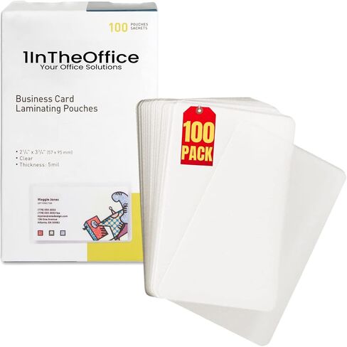 أكياس تغليف بطاقات العمل 1InTheOffice، كيس تغليف 5 مل، أوراق تغليف بلاستيكية، 2.25 بوصة عرض × 3.75 بوصة طول، 100 حزمة in Saudi Arabia