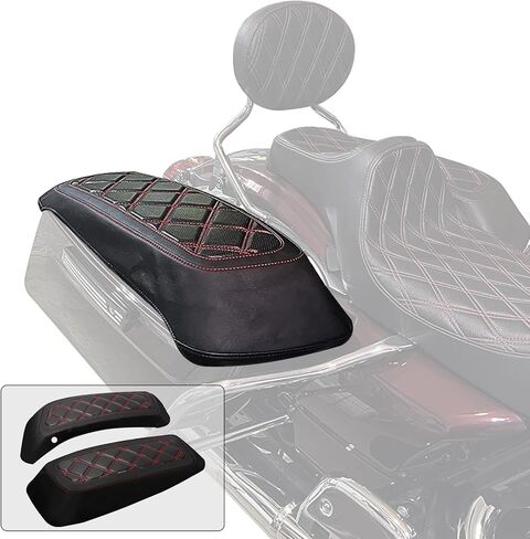 حمالة صدر بغطاء سرج صلب من WOWTK/أغطية لـ Harley 2014-2024 Touring Road Glide FLTRX Electra Glide FLHT Road King FLHR Street Glide FLHX ونماذج Tri Glide، مع خياطة حمراء in Kuwait