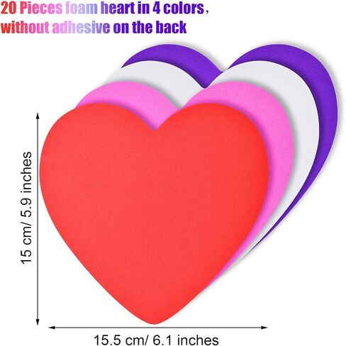 320 Pieces Valentines Foam Heart Craft Set Includes 20 Pieces Colorful Foam Hearts and 300 Pieces Self-Adhesive Heart Foam Stickers for Valentine's Day DIY Craft Supplies in Saudi Arabia