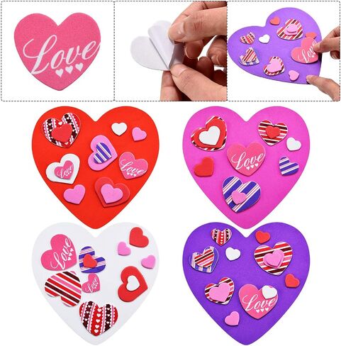 320 Pieces Valentines Foam Heart Craft Set Includes 20 Pieces Colorful Foam Hearts and 300 Pieces Self-Adhesive Heart Foam Stickers for Valentine's Day DIY Craft Supplies in Saudi Arabia