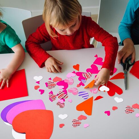 320 Pieces Valentines Foam Heart Craft Set Includes 20 Pieces Colorful Foam Hearts and 300 Pieces Self-Adhesive Heart Foam Stickers for Valentine's Day DIY Craft Supplies in Saudi Arabia