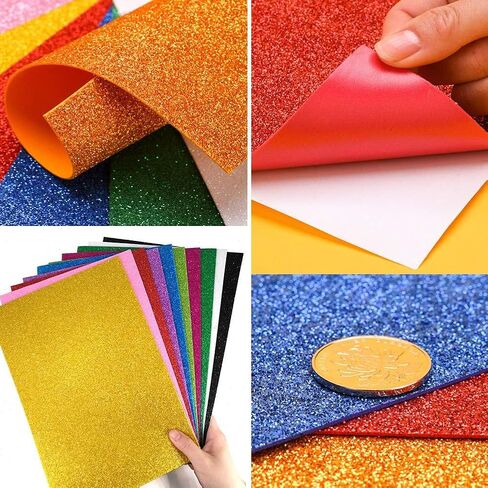 Glitter Foam Sheets Self Adhesive Sticky 8 x 12 Back Paper 10 Pack for Children's Craft Activities DIY Cutters Arts and Crafts (Multi) in Saudi Arabia