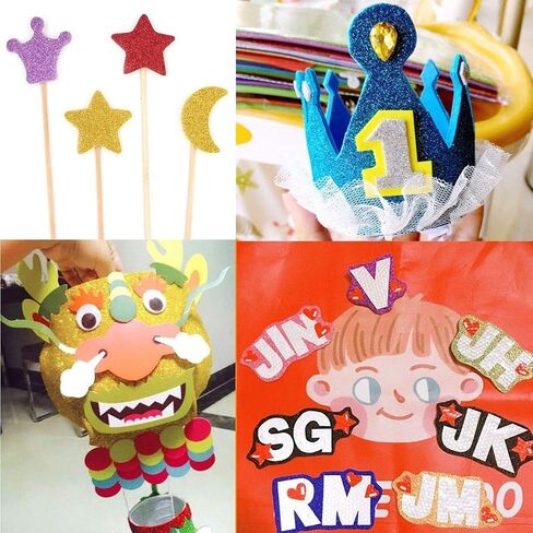Glitter Foam Sheets Self Adhesive Sticky 8 x 12 Back Paper 10 Pack for Children's Craft Activities DIY Cutters Arts and Crafts (Multi) in Saudi Arabia