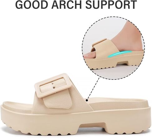 صنادل نسائية من NineCiFun ذات نعل سميك بكعب منخفض وصنادل مفتوحة عند الأصابع مع إبزيم قابل للتعديل in Kuwait