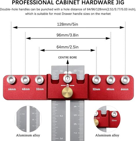 أداة تهزهز أجهزة الخزانة، أداة تثبيت مقبض الخزانة من سبائك الألومنيوم، دليل حفر محدد موقع الخزانة لتركيب مقبض درج الباب والسحب in Kuwait