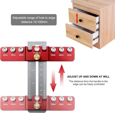 أداة تهزهز أجهزة الخزانة، أداة تثبيت مقبض الخزانة من سبائك الألومنيوم، دليل حفر محدد موقع الخزانة لتركيب مقبض درج الباب والسحب in Kuwait