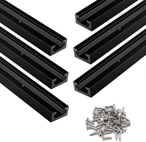 Iverntech T Tracks 6 Pcs 24 Inch Black Double-Cut Aluminum Profile Universal with Predrilled Mounting Holes and 36 Pcs Screws, for Woodworking Jigs and Fixtures, Drill Press Table, Router Table in Saudi Arabia
