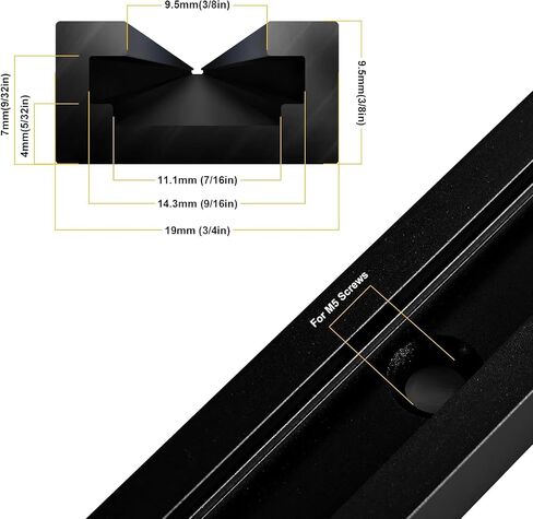 Iverntech T Tracks 6 Pcs 24 Inch Black Double-Cut Aluminum Profile Universal with Predrilled Mounting Holes and 36 Pcs Screws, for Woodworking Jigs and Fixtures, Drill Press Table, Router Table in Saudi Arabia