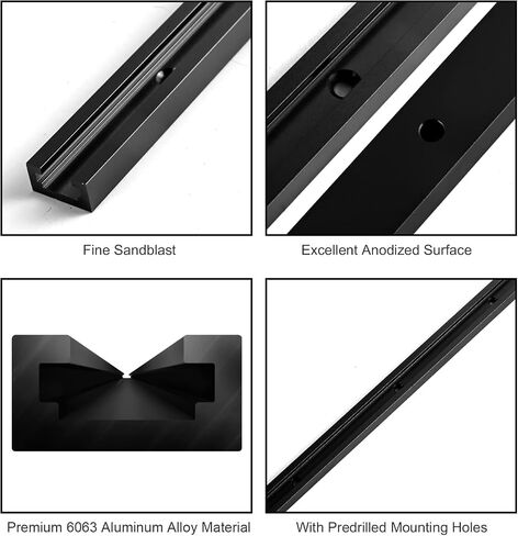 Iverntech T Tracks 6 Pcs 24 Inch Black Double-Cut Aluminum Profile Universal with Predrilled Mounting Holes and 36 Pcs Screws, for Woodworking Jigs and Fixtures, Drill Press Table, Router Table in Saudi Arabia