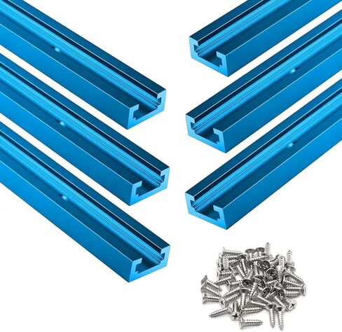 Iverntech T Tracks 6 قطع مقاس 24 بوصة من الألومنيوم الأسود المزدوج القطع عالمي مع فتحات تثبيت مثقوبة مسبقًا ومسامير 36 قطعة، لأدوات النجارة والتركيبات، وطاولة ضغط الحفر، وطاولة جهاز التوجيه in Kuwait