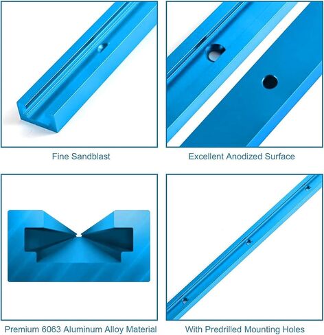 Iverntech T Tracks 6 قطع مقاس 24 بوصة من الألومنيوم الأسود المزدوج القطع عالمي مع فتحات تثبيت مثقوبة مسبقًا ومسامير 36 قطعة، لأدوات النجارة والتركيبات، وطاولة ضغط الحفر، وطاولة جهاز التوجيه in Kuwait