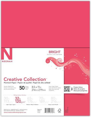 Neenah® Brights® Bright Color Copy Paper, Bright Red, Letter (8.5" x 11"), 50 Sheets Per Pack, 32 Lb, 94 Brightness in Saudi Arabia
