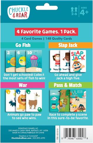 Chuckle & Roar - Classic Card Games 4pk - Ages 4 and up - Family Game Night - Go Fish, Slapjack, War, Pass and Match in Saudi Arabia